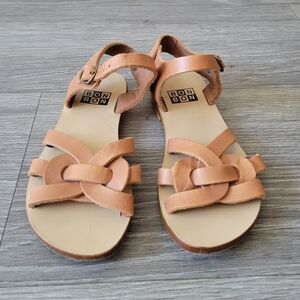BonBon Bonton Girls Tan Leather Strappy Sandals Size 29 (11.5)